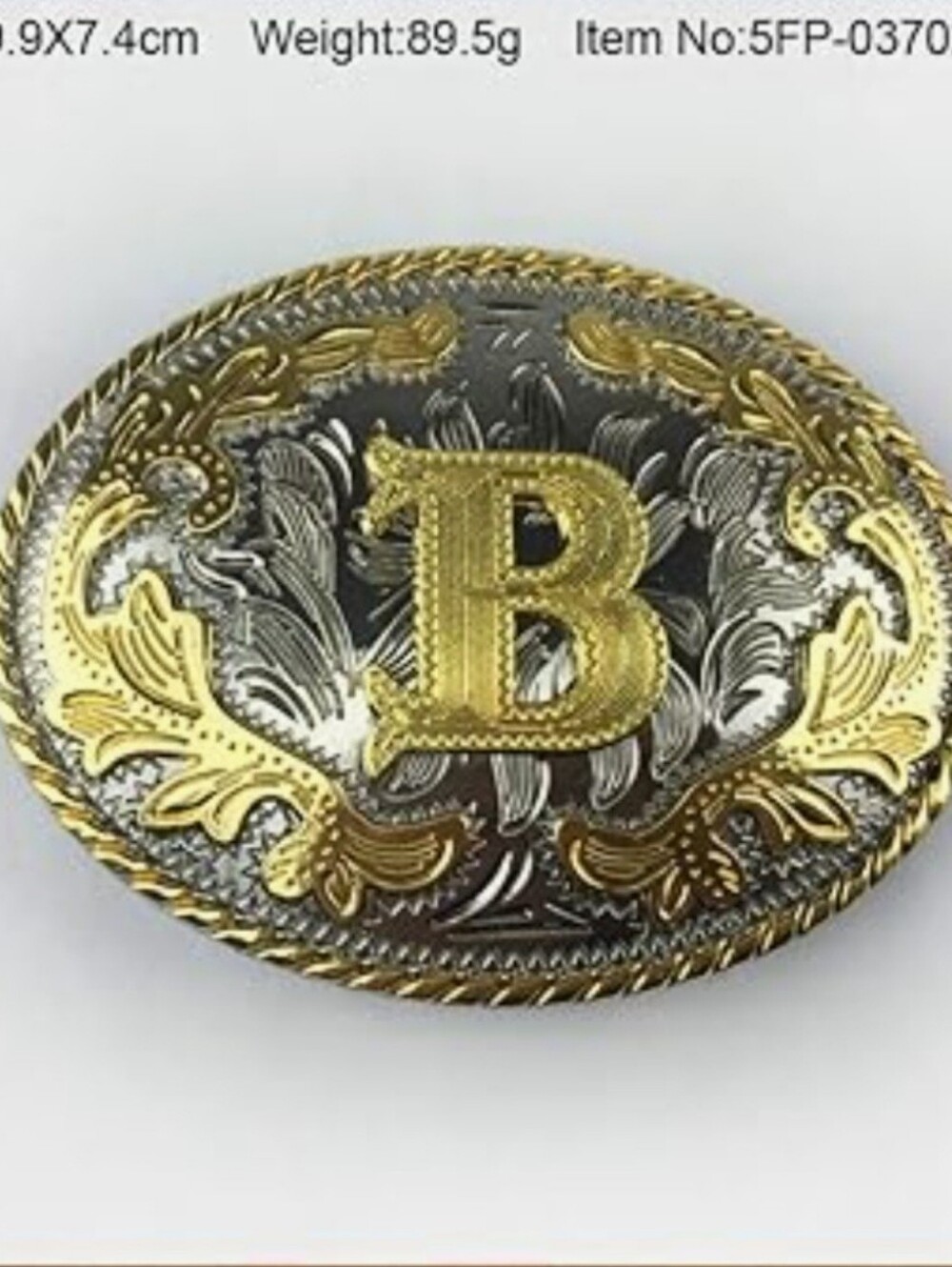 New silver and gold scroll Letter B belt buckle ALL LETTERS AVAILABLE